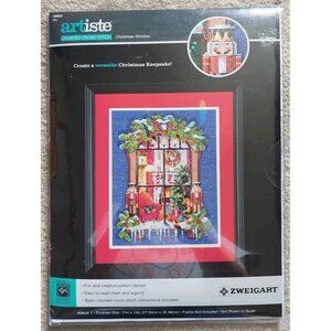 Zweigart Artiste Christmas Window Counted Cross Stitch Kit 11"x 14" Craft NEW